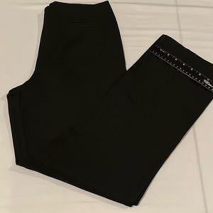 EQUESTRIAN large size 10 classic black wide leg dress pants flat front stretch